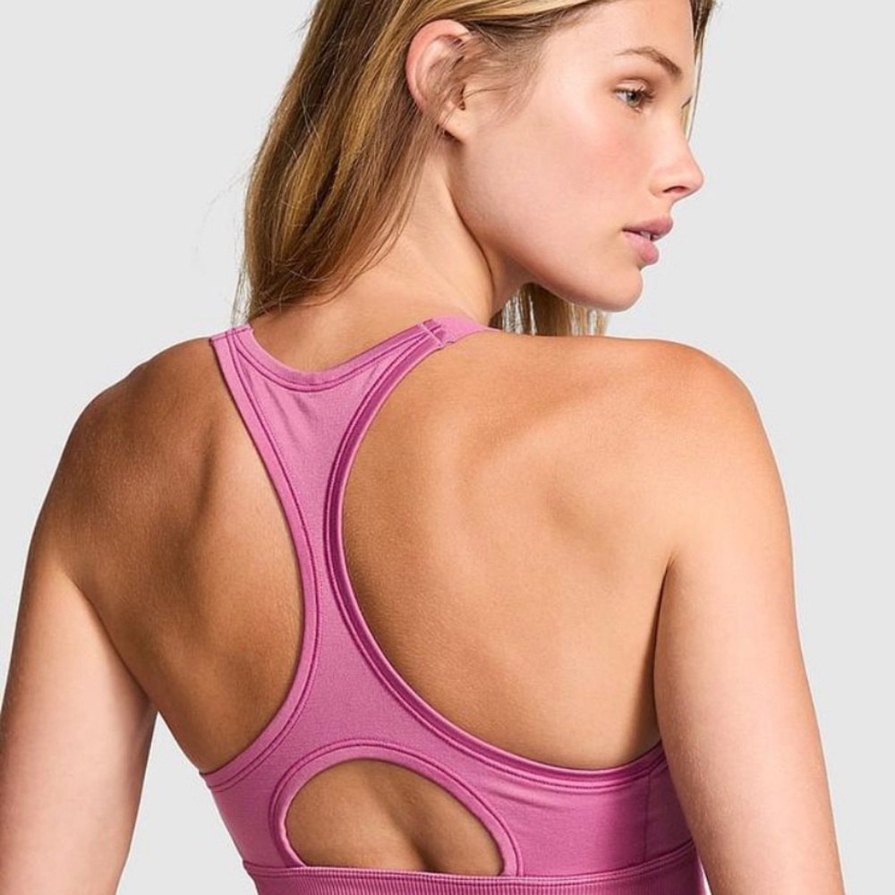 PINK Victoria's Secret Front-Zip Sports Bra in Pink - Picture 2 of 8